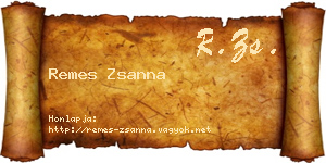 Remes Zsanna névjegykártya